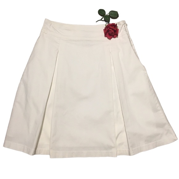 White Y2K Pleated lined Skirt George ME Mark Eisen Cotton blend 6 Side Zip EUC - Picture 11 of 13